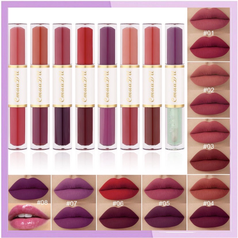 CMAADU 2 in 1 Double Lipstik Matte Liquid Waterproof Long Lasting Lipstick Lipstik XX076