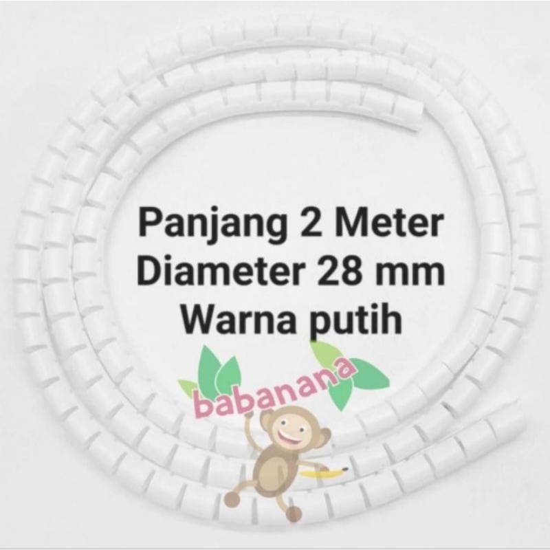 Pembungkus kabel spiral Diameter 28mm cover cable management putih