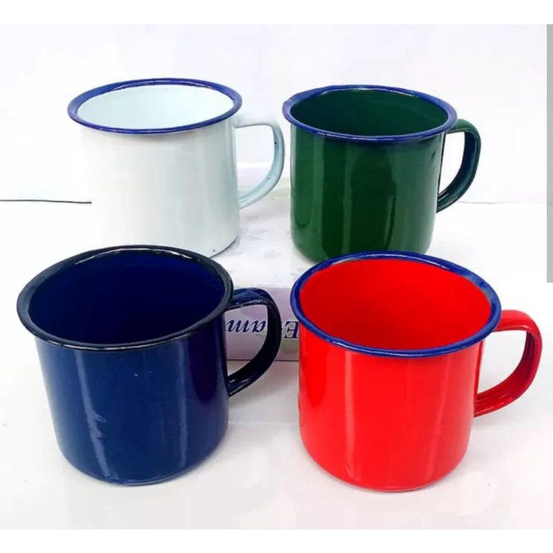 mug jadul gelas vintage cangkir enamel jadoel seng warna 7cm (150ml)