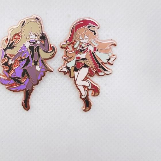 Genshin Impact Cute Character Hard Enamel Pin - Rose Gold part II - bennet
