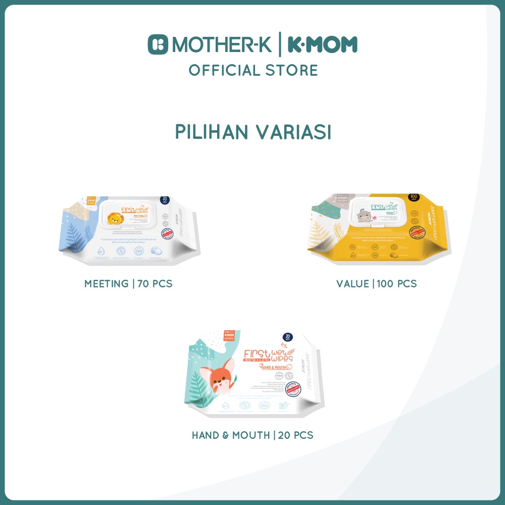 Mother-K K-Mom First Wet Wipes Tissue - Tisu Basah (Tersedia varian ukuran)