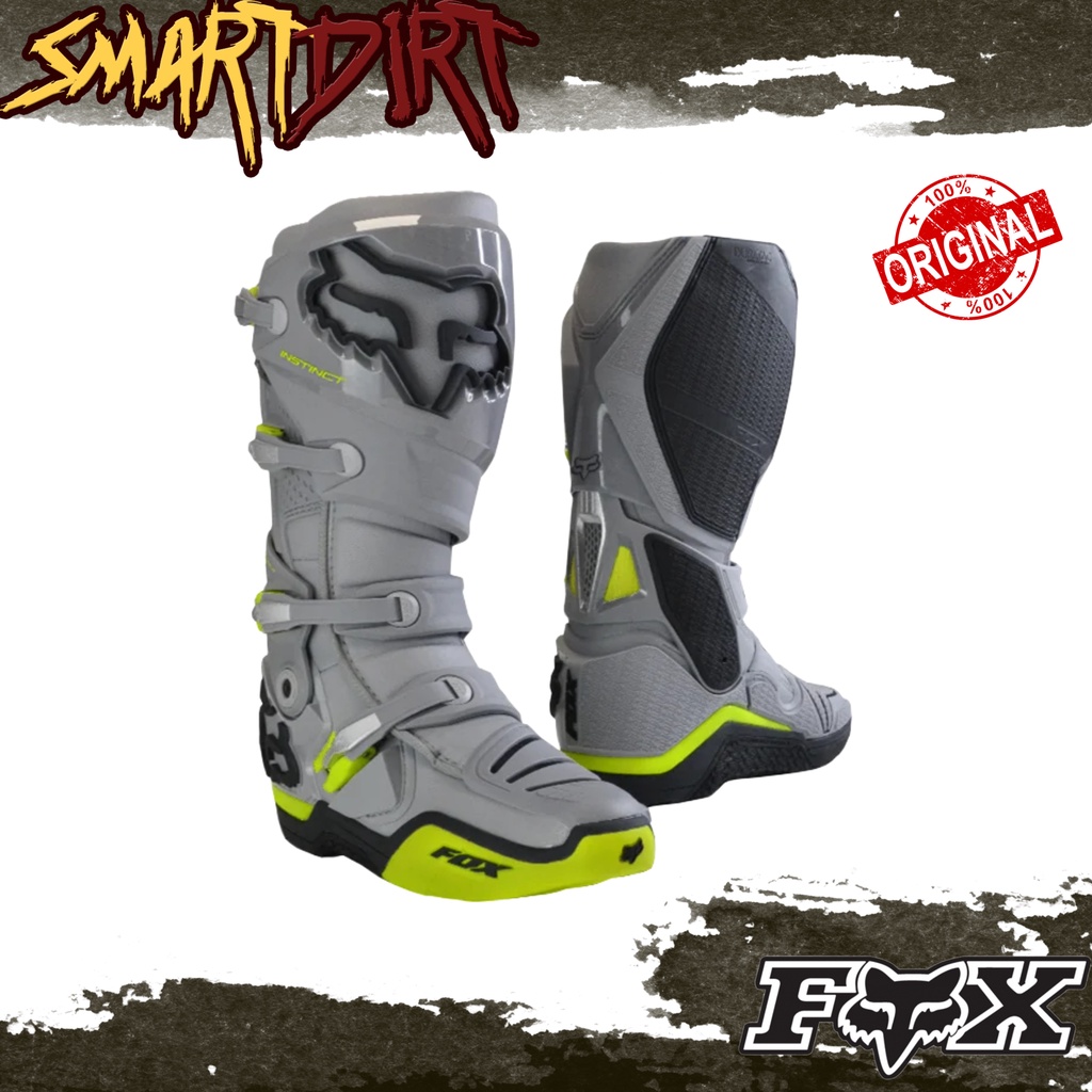 BOOTS FOX INSTINCT GREY YELLOW 2022 SEPATU OFFROAD FOX INSTINCT 22 MX
