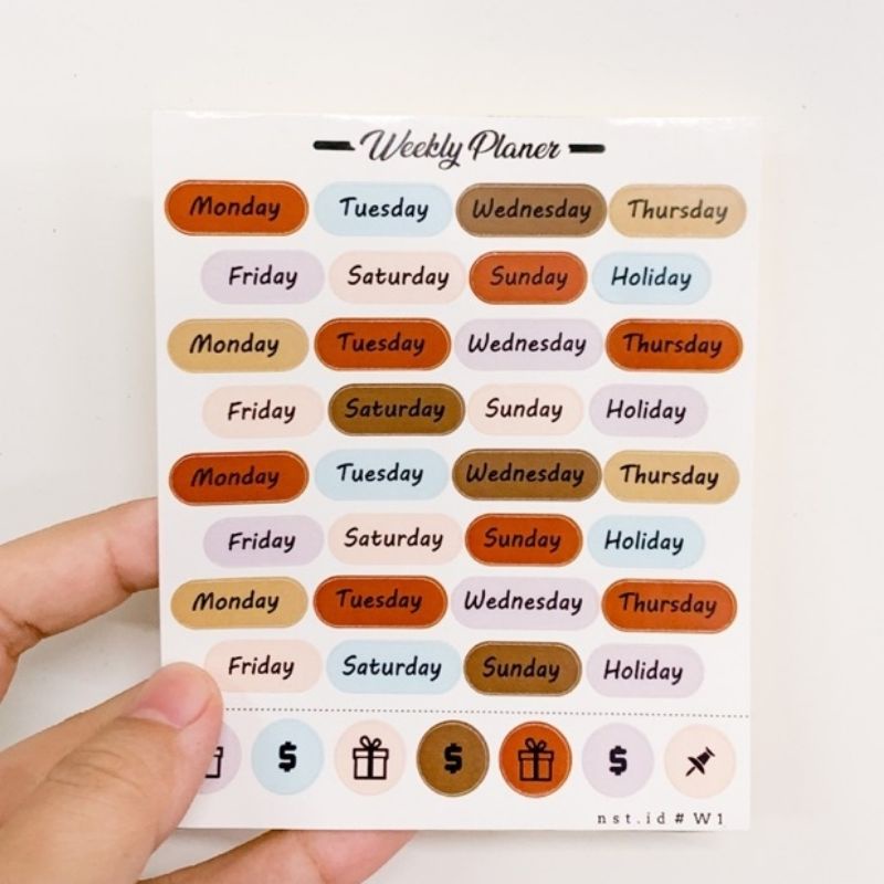 

stiker hari stiker days stiker lucu stiker journal stiker aesthetic stiker alfabet DT DIY planner weekly