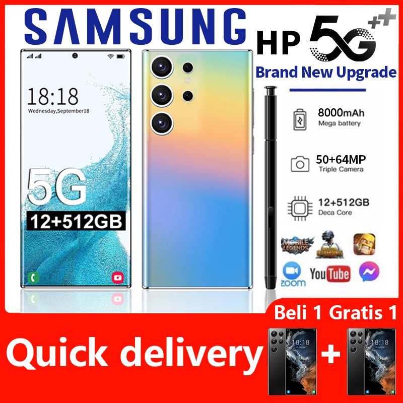 [Produk Baru HP] Beli 1 Gratis 1 Smartphone GalaxyS22 50+64MP 7.5 Inci RAM 12GB+512GB Handphone Mura