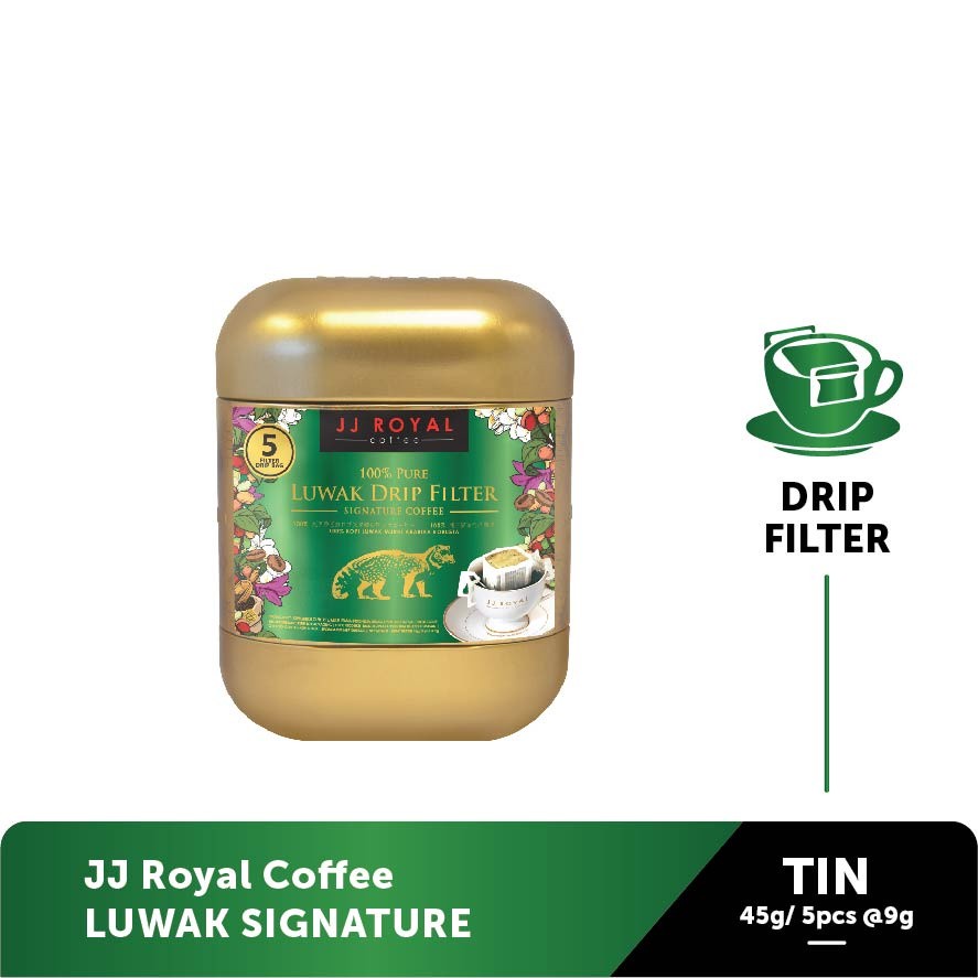 

JJ ROYAL Coffee Drip 100% Pure Luwak Signature 45gr (5pcsX9gr)