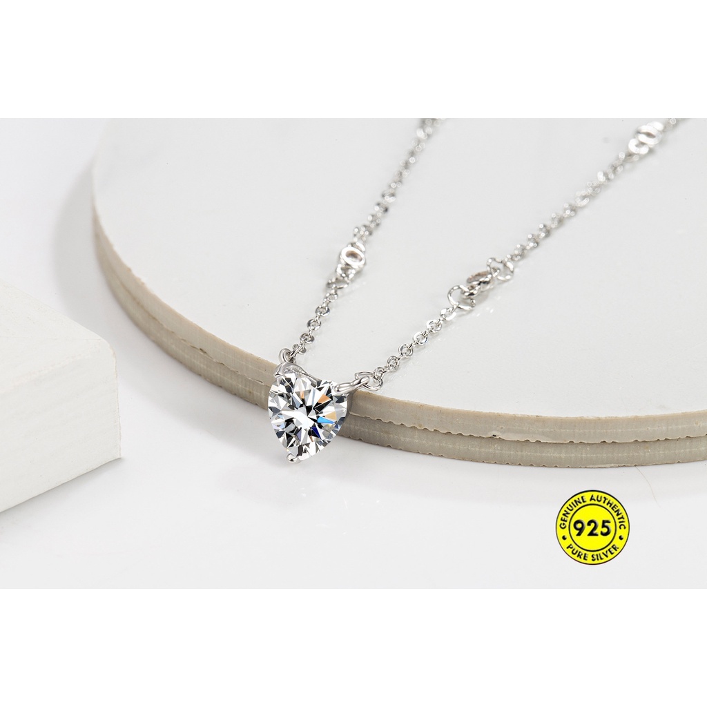 Kalung Rantai Dengan Liontin Hati Aksen Batu Zircon AAA Untuk Wanita U1389