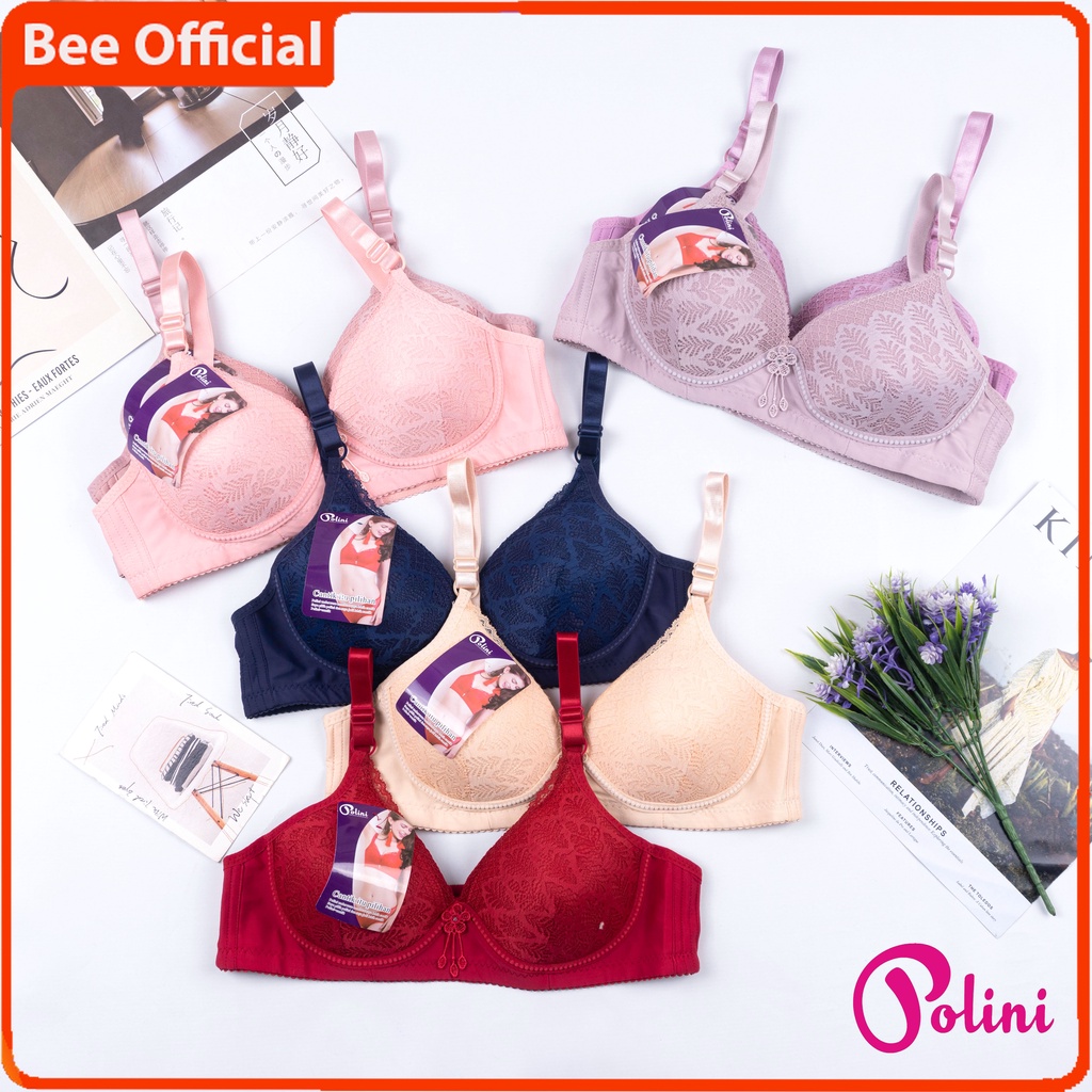 BEE - Bra Wanita Tanpa Kawat Bh Motif Kait 3 Pakaian Dalam Polini A161