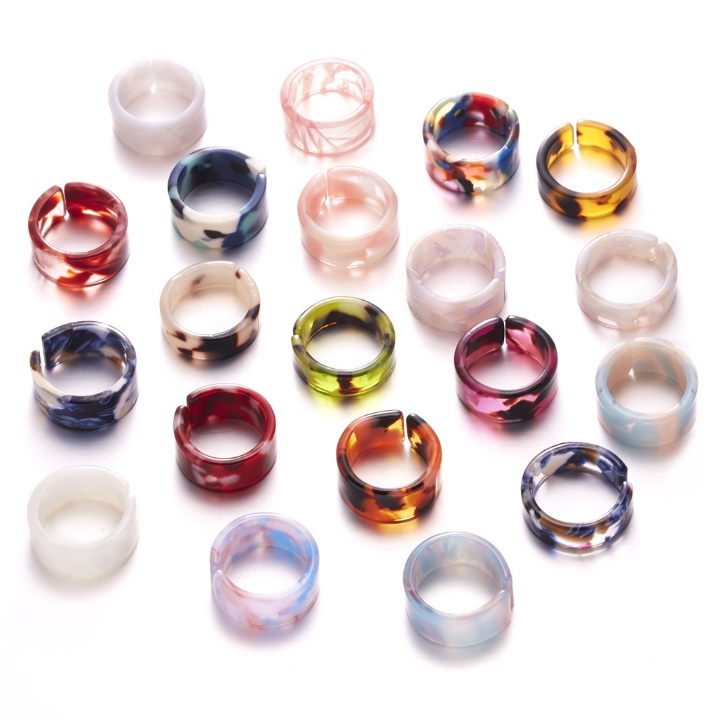 Cincin Bahan resin Warna Permen No. 8 Untuk Pria Dan Wanita
