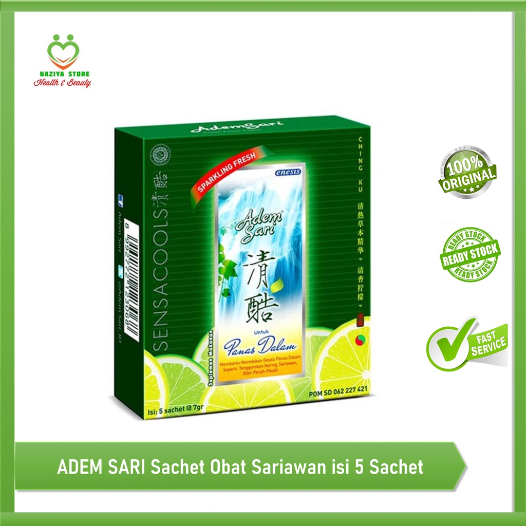 

ADEM SARI Sachet 7gr/Sakit tennggorokan/Radang/Radang tenggorokan/Batuk/Sariawan