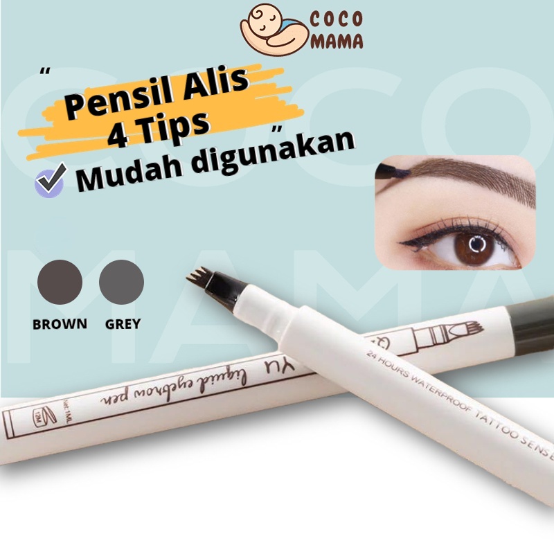 COCO MAMA 4 Tips Pensil Alis Long Lasting Anti Air Eyebrow Pencil Tarik Benang Eyebrow Waterproof Untuk Sulam Cetakan Alis