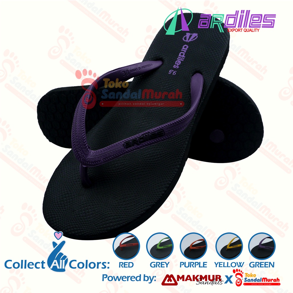 Toko Sendal Murah - Sandal Japit Karet Ardiles Perempuan / Sandal Japit Black Pink / Sandal Japit Hitam Aksen Warna [Toko Sendal Murah LDS 07 Ardiles Black Pink]