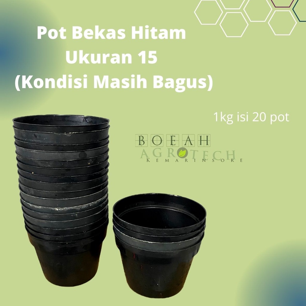Pot Bekas Hitam Ukuran 15 KondisiMasih Bagus, Bahan Tebal, dan Awet