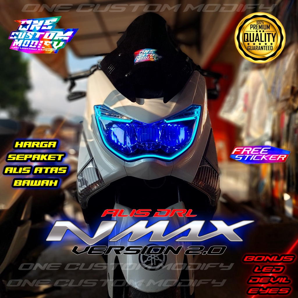 LAMPU ALIS NMAX OLD V2 BONUS DEVIL EYES LAMPU LED AKSESORIS MOTOR NMAX 2015 2016 2017 2019 2020 LAMPU SENJA LED LAMPU DEPAN NMAX LAMPU LIS VARIASI NMAX 2015 2016 2017 2018 2019 2020