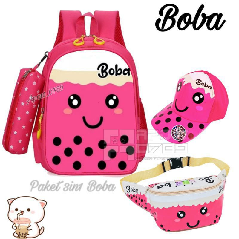 Tas Boba tas ransel anak Boba gratis waistbag topi tempat pinsil - tas anak