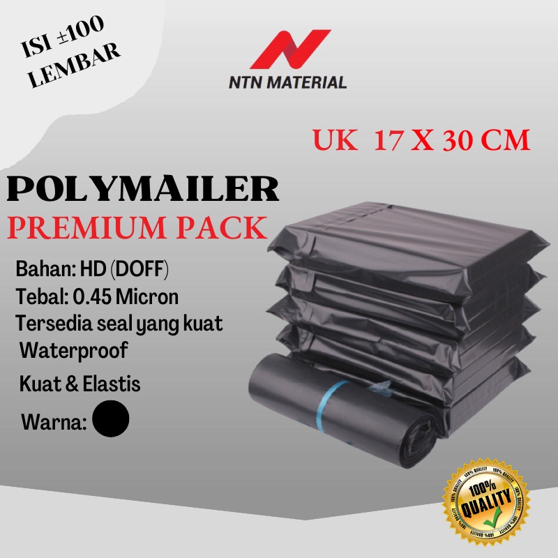 

PLASTIK POLYMAILER ISI ±100 PCS HITAM PREMIUM/SEAL HD DOFF UK 17X30CM