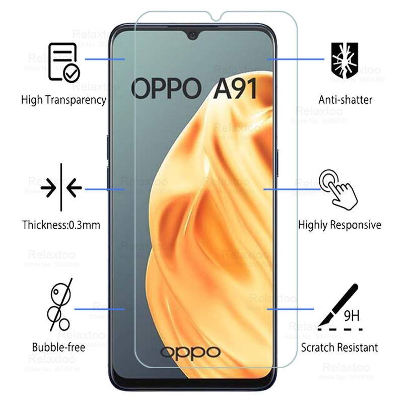 3pcs Pelindung Layar Tempered Glass Untuk OPPO A91