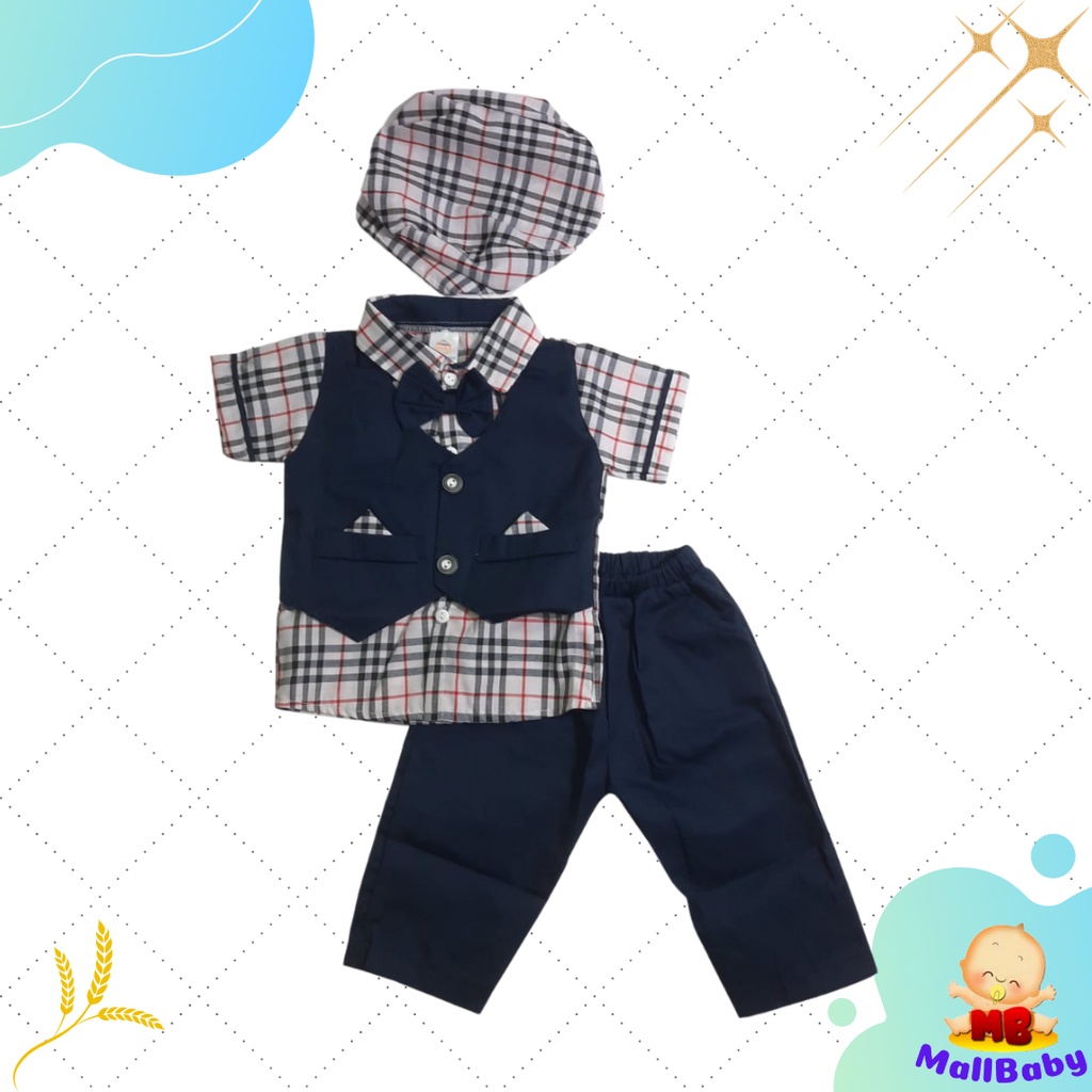 Setelan Baju Anak Bayi Cowo Baju Pesta Bayi Laki Laki Rompi Tuxedo Dasi Bayi Jacob