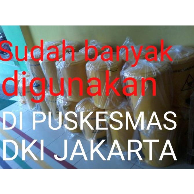 Tempat Sampah Kuning/Medis Injak Berlogo Dan Bertuliskan Sampah Medis
