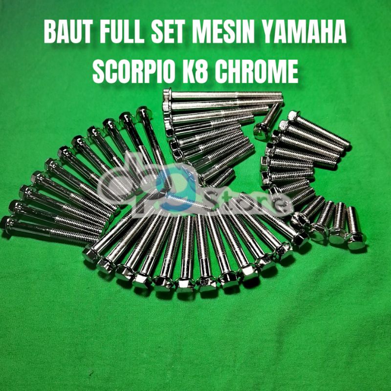 BAUT FULL SET MESIN YAMAHA SCORPIO CHROME