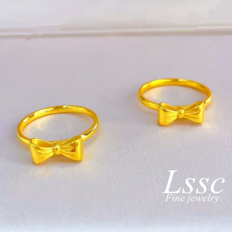 Cincin Titanium Wanita Pita Lucu Cantik Emas 18K Anti Karat Perhiasan Korea Fashion