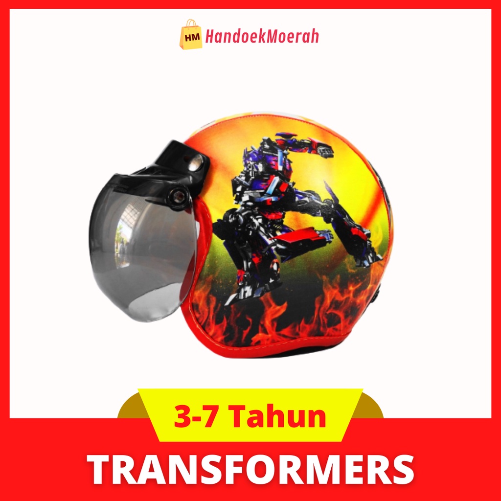 Helm Anak BOGO TRANSFORMER Murah / Helmet Non SNI / Helm Karakter Kartun Lucu / Helm Anak Cowok Laki Laki 3 4 5 6 7 Tahun