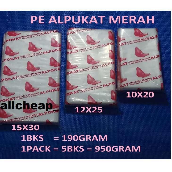 PE ALP MERAH PLASTIK ES GULA MINYAK ALPUKAT MERAH - ALP M 10X20