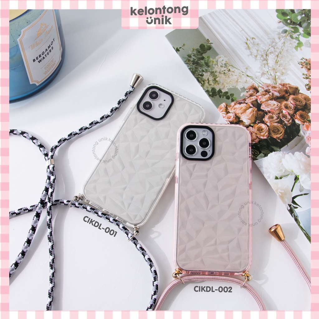 (Seri 1) For iPhone - Anti Knock Diamond Lanyard Soft Case/ Sling Case Tali