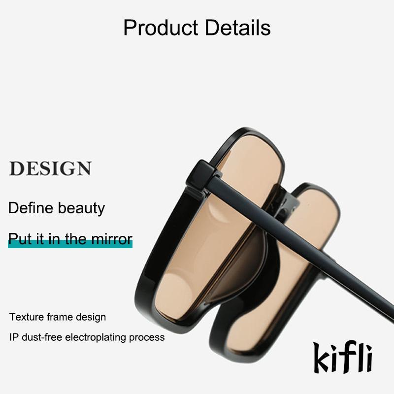 【kifli】Kacamata Hitam Model Half Frame Besar Bahan Metal Gaya Vintage Untuk Wanita