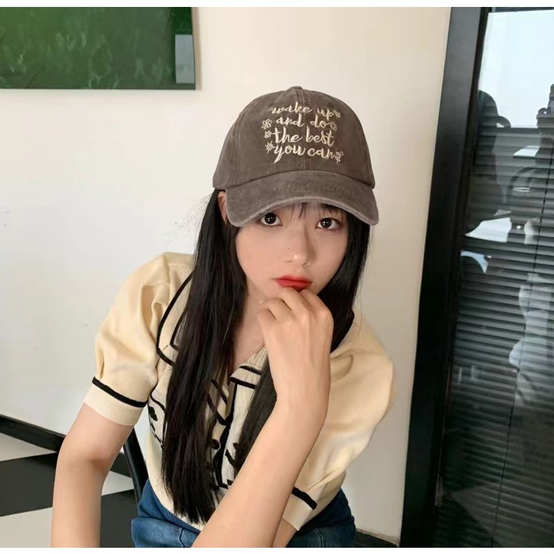 Topi baseball Motif Bordir Gaya vintage Korea Untuk Pria Dan Wanita
