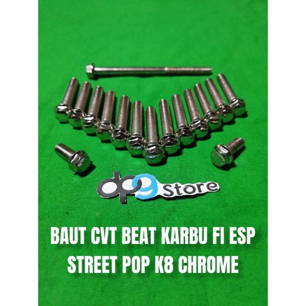 BAUT BLOK BLOCK CVT COVER CVT BEAT KARBU ESP FI STREET POP K8 KUNCI T8 ORIGINAL CHROME