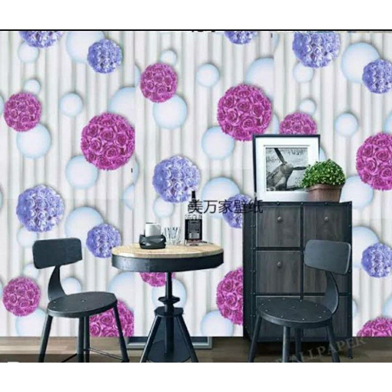 Wallpaper dinding wallpaper stiker bunga mewah 45cm x 10m