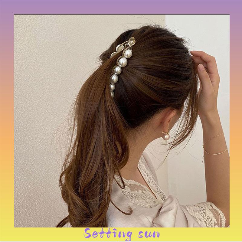 Jepit Rambut Pisang 10.5cm Mutiara Kristal Jepitan Ponytail  Salon Banana Ponytail Hair Claw Clips TN