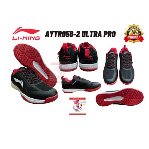 SEPATU BADMINTON LINING ULTRA PRO ORIGINAL - BLACK/RED, 40