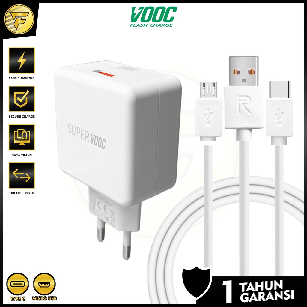 Realme 5 Pro Charger 20W VOOC Fast Charging kabel data Type C Micro USB cas HP universal android original