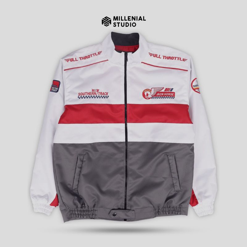 NASCAR JACKET | RACING IRON HORSE WHITE BORDIR ORIGINAL SOUTHERNTRACK | MILLENIAL STUDIO