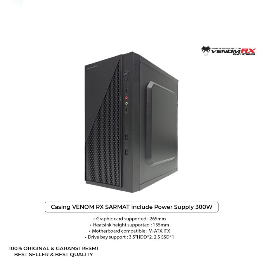 Casing VENOM RX SARMAT m-ATX With Power Supply POWERCORE 300W