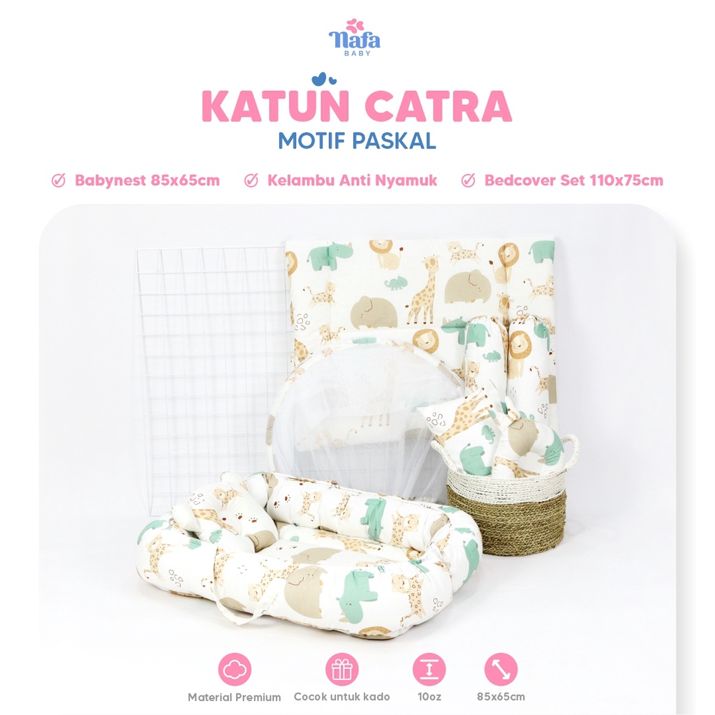 Kasur Bayi Babynest Boat Plus Include Bedcover Set Dan Kelambu Anti Nyamuk Katun Catra  By Nafa Baby