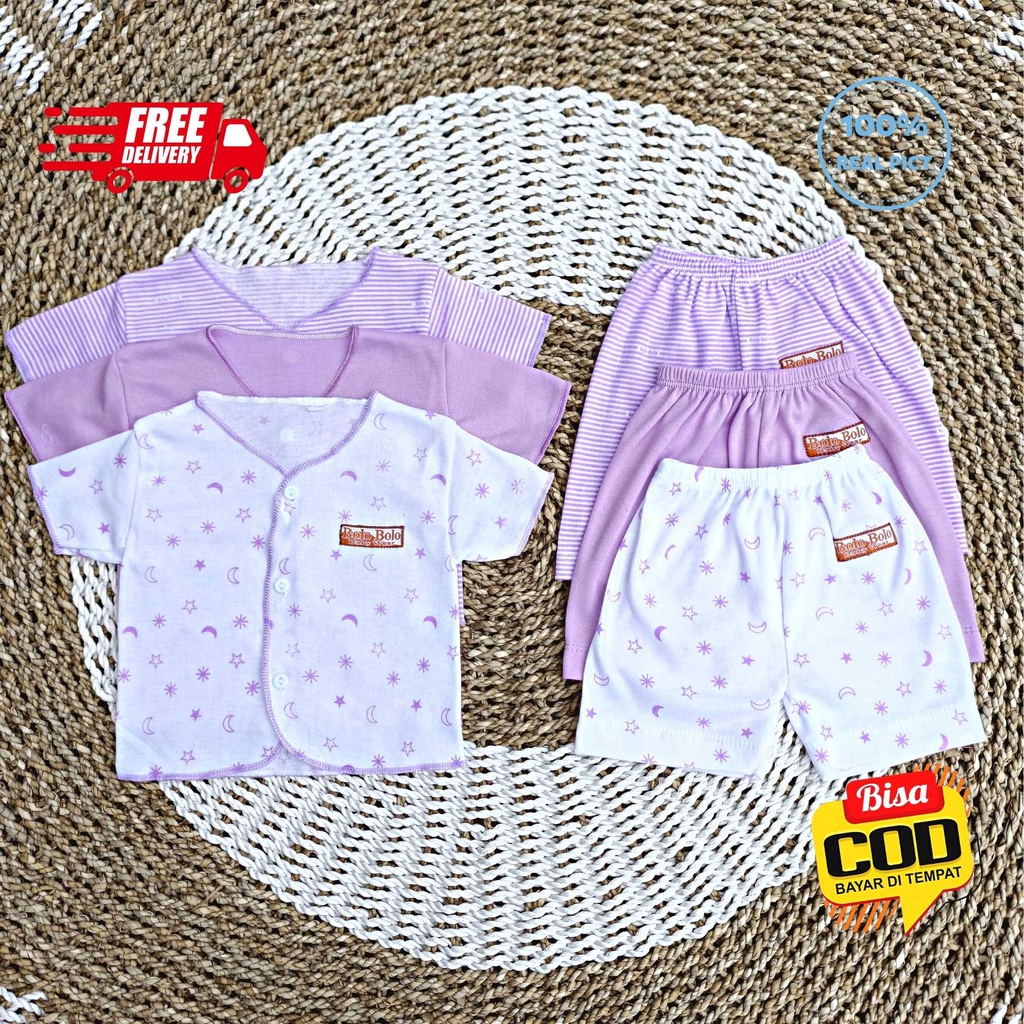 SALE 7.7 - 18 PCS Baju Bayi Celana Bayi Setelan Bayi Baju Bayi Newborn Baju Bayi Baru Lahir Kekinian Bolo-Bolo Serian LILAC