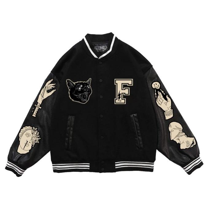 BERMUTU FLICWORLD - Boston Varsity Jacket Black