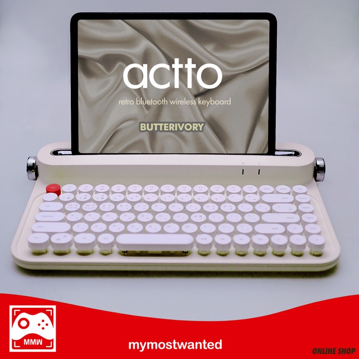 Keyboard Actto Keyboard Bluetooth Wireless Keyboard Retro Typewriter Ivory