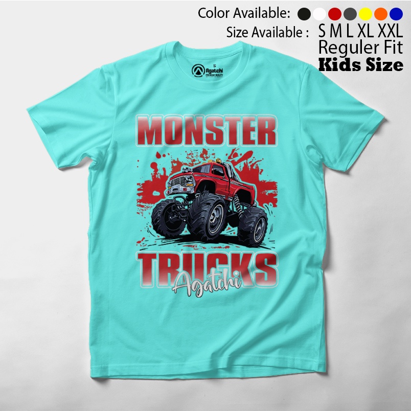 Baju Kaos Atasan Anak Laki - Laki Motif Monster Truck V2