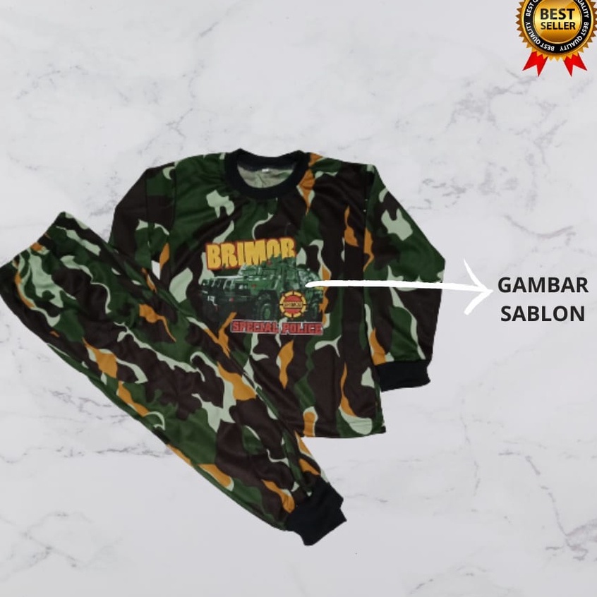 KAOS SETELAN ANAK LORENG BM SABLON BORDIR Baju Brimob Anak Loreng Kaos Setelan BISA COD