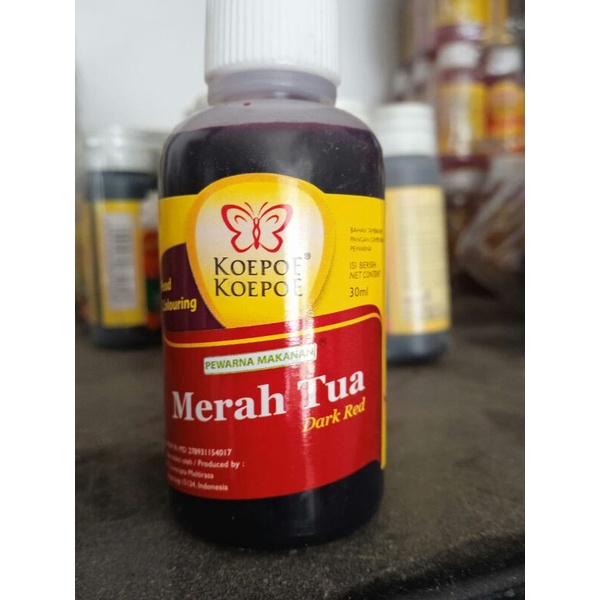 

Pewarna makanan cap koepoe-koepoe merah tua 30ml