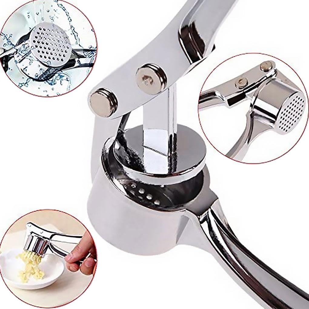 Anti Air Anti Korosi Garlic Press Penghancur Multifungsi Squeezer Masher Stainless Steel Mincer Silver Seperti Ditunjukkan