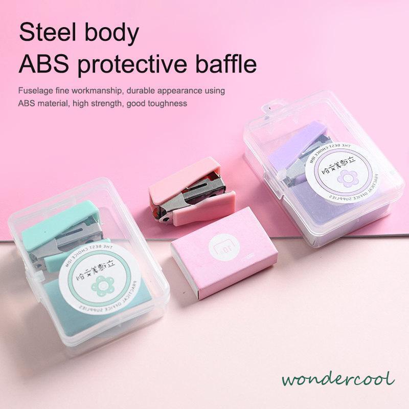 stapler staple cute set Stapler Mini Set Staples Perlengkapan Kantor  Mengikat Logam Kreatif-Won