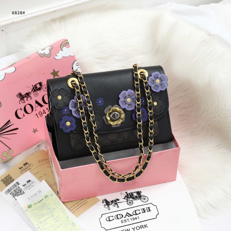 [Bisa COD] Ready Tas Coach Tea Rose In Black Premium Quality with Box + Paperbag