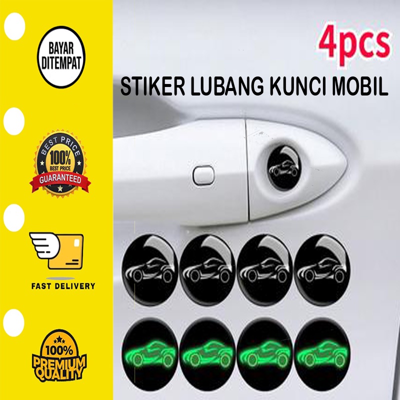 Stiker Lubang Kunci Pintu Mobil, 4 Buah Perlindungan Kunci Pintu Otomatis Universal, Stiker Aksesori Perekat 15Mm untuk Mata Kunci Mobil