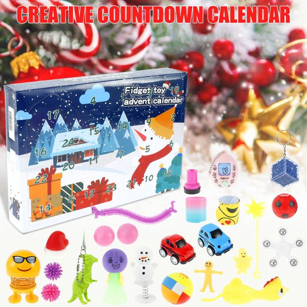 Solighter Natal Advent Box Holiday Multi Style Natal Dengan 24pintu Kecil Dorong Bubble Mainan Set