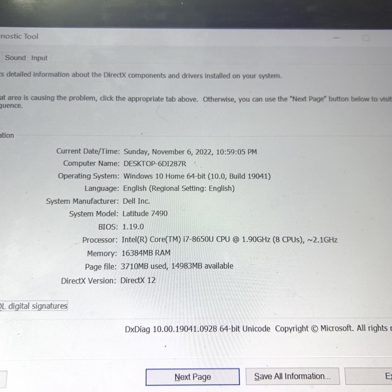 DELL LATITUDE E7490 CORE I5 RAM 8GB SSD 240GB