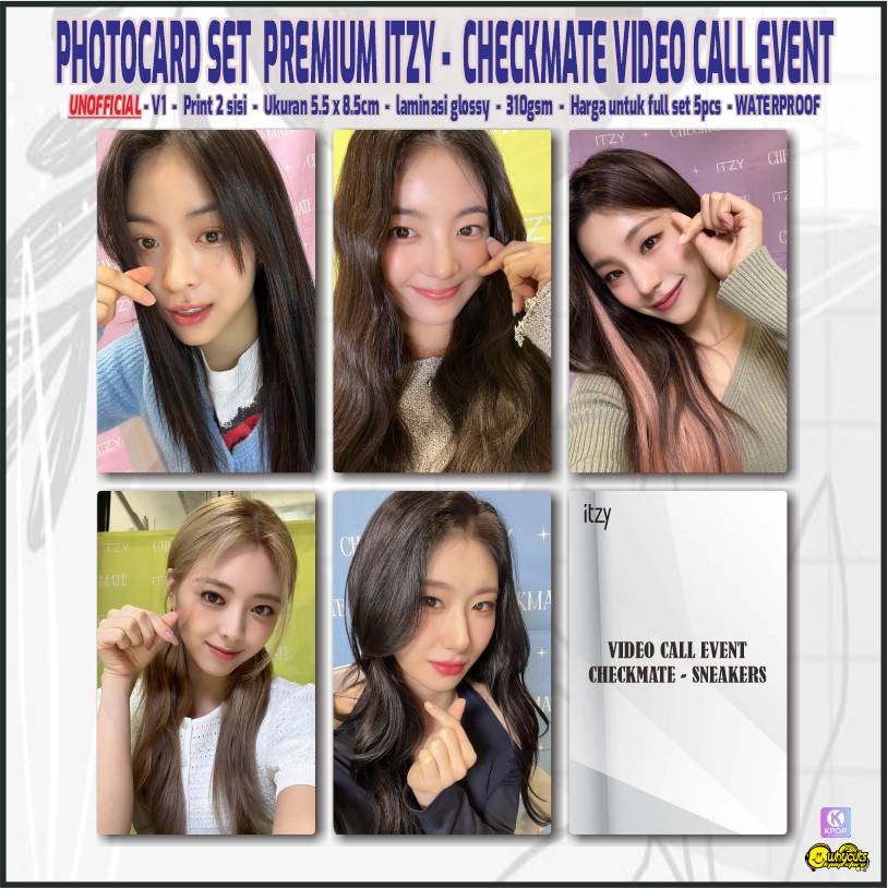 Photocard Set Premium Itzy cheshire / season greeting 2023 / elle / w korea / kcon2023 / print 2 sisi laminasi glossy / anti air / isi 5 pcs